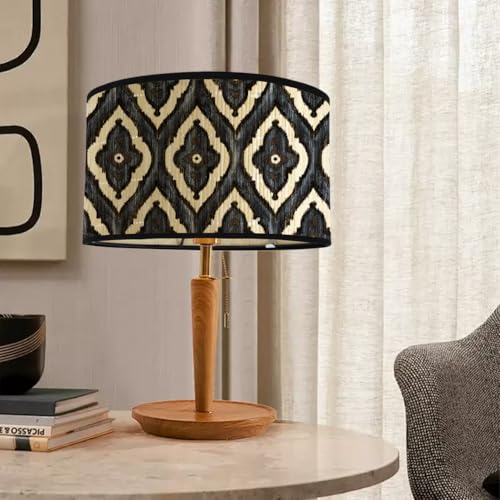 FOGARI Bambus-Lampenschirme, Trommel-Lampenschirm, japanischer Lampenschirm für Stehlampen,Schreibtischlampen, für Kronleuchter, Hängelampen (Schwarz) von FOGARI