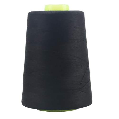 FOGAWA 1 Rollen 5000 yards Nähgarn Polyester Nähgarn Nähmaschinengarn, 40s/2, Garnspule Overlockgarn für Näharbeiten, Quilten, Patchwork, Kleidung(Schwarz) von FOGAWA