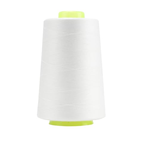 FOGAWA 1 Rollen 5000 yards Nähgarn Polyester Nähgarn Nähmaschinengarn, 40s/2, Garnspule Overlockgarn für Näharbeiten, Quilten, Patchwork, Kleidung(Weiß) von FOGAWA