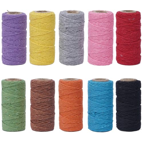 FOGAWA 10 Farbe Makramee Garn Volltonfarbe Baumwollgarn 2mm x 20m Makramee Corde Baumwollkordel Baumwollseil für DIY Handwerk, Pflanzenaufhänger, Wandbehang Dekoration FOGAWA 10 Farbe Makramee Garn Volltonfarbe Baumwollgarn 2mm x 20m Makramee Corde Baumwollkordel Baumwollseil für DIY Handwerk, Pflanzenaufhänger, Wandbehang Dekoration von FOGAWA