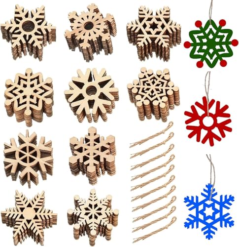 FOGAWA 100 Stück Weihnachtsdeko Holz Schneeflocken zum Bemalen Christbaumschmuck Anhänger Holzscheiben Weihnachten DIY Deko Weihnachtsdekoration für Weihnachtsbaum, Fenster, Geschenkanhänger 5cm FOGAWA 100 Stück Weihnachtsdeko Holz Schneeflocken zum Bemalen Christbaumschmuck Anhänger Holzscheiben Weihnachten DIY Deko Weihnachtsdekoration für Weihnachtsbaum, Fenster, Geschenkanhänger 5cm von FOGAWA