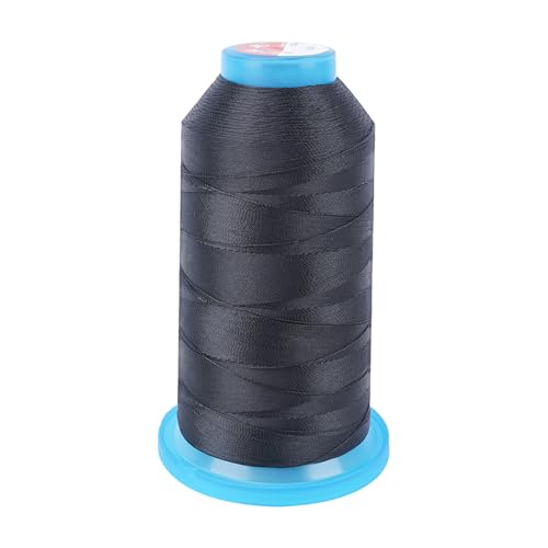 FOGAWA 1200m Nylon Nähgarn 210D/3, Hohe Festigkeit reißfest, Nähgarn Sattlergarn Ledergarn für Leder, Gepäck, Geldbörsen, Jeans(Schwarz) von FOGAWA