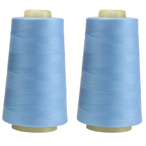 FOGAWA 2 Rollen Nähgarn Polyester Nähgarn Nähmaschinengarn, 40s/2, 3000 yards, Garnspule Overlockgarn für Näharbeiten, Quilten, Patchwork, Kleidung(Blau 2885) von FOGAWA