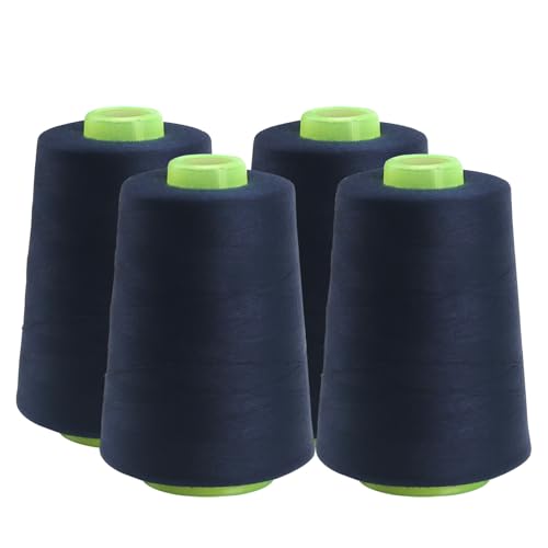 FOGAWA 4 Rollen * 5000 yards Nähgarn Polyester Nähgarn Nähmaschinengarn, 40s/2, Garnspule Overlockgarn für Näharbeiten, Quilten, Patchwork, Kleidung(Dunkelblau 2991) von FOGAWA