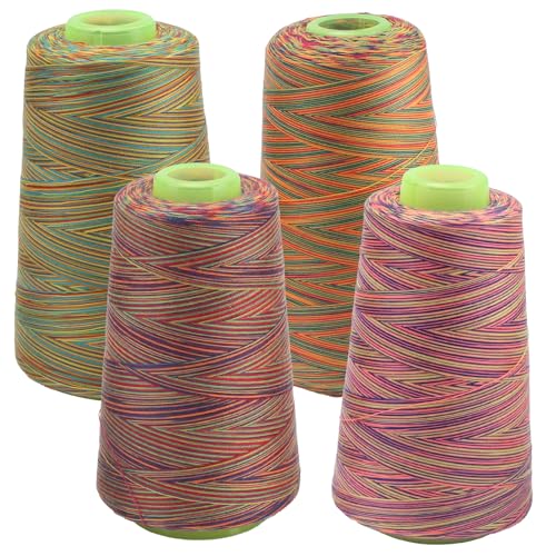 FOGAWA 4 Rollen Nähgarn Polyester Nähgarn Nähmaschinengarn, 40s/2, 3000 yards, Garnspule Overlockgarn für Näharbeiten, Quilten, Patchwork, Kleidung(Bunt 060428 + 040418 + 040806 + 141022) von FOGAWA