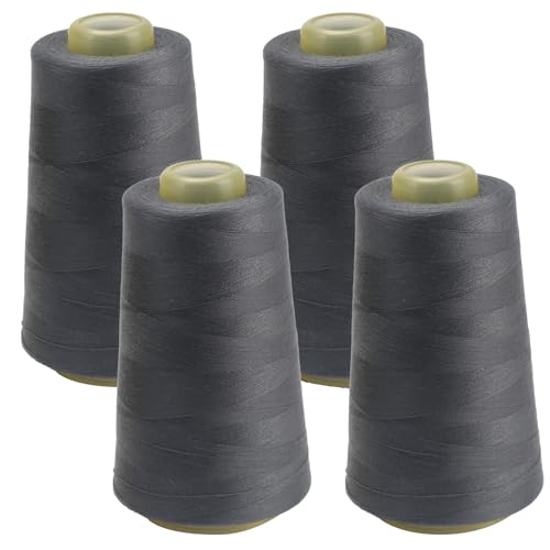 FOGAWA 4 Rollen Nähgarn Polyester Nähgarn Nähmaschinengarn, 40s/2, 3000 yards, Garnspule Overlockgarn für Näharbeiten, Quilten, Patchwork, Kleidung(Dunkelgrau 3088) von FOGAWA