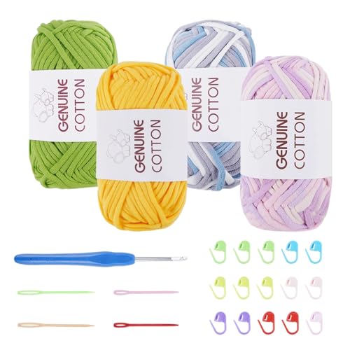 FOGAWA 4 x 50 g grobes Garn zum Häkeln, Baumwollgarn, dicke Wolle, Häkelgarn für Anfänger, Farbe 3 FOGAWA 4 x 50 g grobes Garn zum Häkeln, Baumwollgarn, dicke Wolle, Häkelgarn für Anfänger, Farbe 3 von FOGAWA