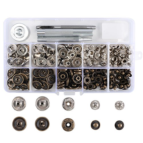 FOGAWA 50 Sets Druckknöpfe Set Druckknopf 15mm Druckknöpfe Silber Metallknöpfe Kupfer Snaps Bronze für Kleidung Leder Jeans Nähen mit Befestigungswerkzeug und Box FOGAWA 50 Sets Druckknöpfe Set Druckknopf 15mm Druckknöpfe Silber Metallknöpfe Kupfer Snaps Bronze für Kleidung Leder Jeans Nähen mit Befestigungswerkzeug und Box von FOGAWA