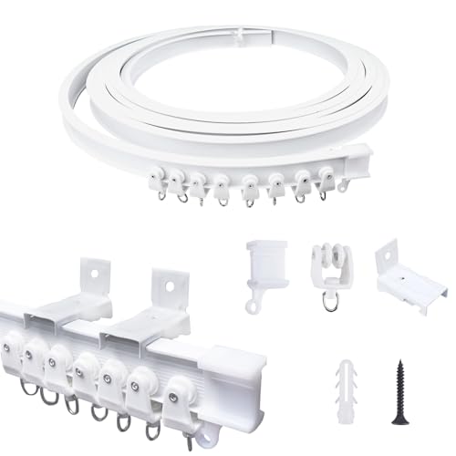 FOGAWA 5m Vorhangschiene wandmontage, Wandvorhangschiene, Flexible Gardinenschiene, Gebogen, Wandschiene für Vorhänge, Duschvorhangstange, Raumteiler, Vorhangschienensystem mit Wandhalterung, Weiß FOGAWA 5m Vorhangschiene wandmontage, Wandvorhangschiene, Flexible Gardinenschiene, Gebogen, Wandschiene für Vorhänge, Duschvorhangstange, Raumteiler, Vorhangschienensystem mit Wandhalterung, Weiß von FOGAWA