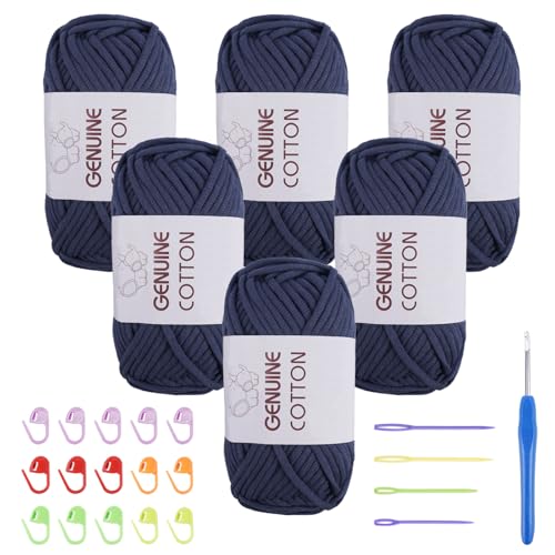 FOGAWA 6 x 50 g grobes Garn zum Häkeln, Baumwollgarn, dicke Wolle, Häkelgarn für Anfänger, Farbe 4 von FOGAWA