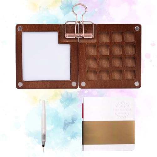 Tobios Pocket-Aquarellset, 15 Farben Walnussholz-Malbox mit Skizzenbuch, Wasserpinsel & Clip, Ultrakompaktes Reiseset für Anfänger & Künstler Tobios Pocket-Aquarellset, 15 Farben Walnussholz-Malbox mit Skizzenbuch, Wasserpinsel & Clip, Ultrakompaktes Reiseset für Anfänger & Künstler von FOGOIN