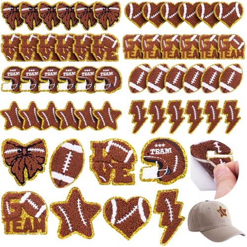 48 Stück Fußball-Chenille-Patches, selbstklebend, bestickt, Rugby-Flicken, Sport, Fußball, Helm, Schleife, Stern, Love, Team-Aufkleber, zum Aufnähen für Hüte, Jacken, Jeans, Rucksäcke, Schüssel, Party 48 Stück Fußball-Chenille-Patches, selbstklebend, bestickt, Rugby-Flicken, Sport, Fußball, Helm, Schleife, Stern, Love, Team-Aufkleber, zum Aufnähen für Hüte, Jacken, Jeans, Rucksäcke, Schüssel, Party von FOGWOWO