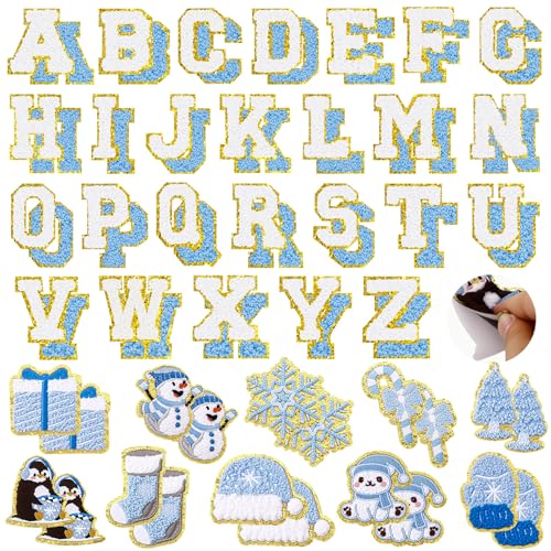 72 Stück Schneeflocken-Aufnäher, bestickt, Winter, niedliche Weihnachtsbriefe, selbstklebend, inklusive 52 Buchstaben A-Z, 20 Schneeflocken, Schneemann, Handschuhe, Pinguin, Aufkleber für Kleidung 72 Stück Schneeflocken-Aufnäher, bestickt, Winter, niedliche Weihnachtsbriefe, selbstklebend, inklusive 52 Buchstaben A-Z, 20 Schneeflocken, Schneemann, Handschuhe, Pinguin, Aufkleber für Kleidung von FOGWOWO