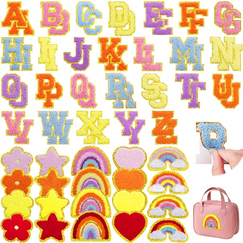 72 Stück adrette, niedliche bestickte Chenille-Buchstaben-Aufnäher, selbstklebend, inklusive 52 A-Z, Varsity-Buchstaben, 20 Sterne, Herzen, Regenbogenblumen, zum Aufnähen, Reparaturflicken für Jacken 72 Stück adrette, niedliche bestickte Chenille-Buchstaben-Aufnäher, selbstklebend, inklusive 52 A-Z, Varsity-Buchstaben, 20 Sterne, Herzen, Regenbogenblumen, zum Aufnähen, Reparaturflicken für Jacken von FOGWOWO