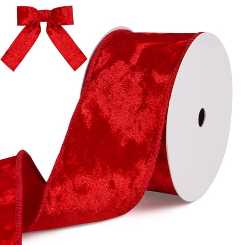 FOIMAS Rotes glänzendes Weihnachtsband, 6,3 cm x 9,1 m, doppelseitiges, rotes glänzendes Geschenkband mit breitem Drahtrand für Geschenkverpackungen, handgefertigte Bastelarbeiten FOIMAS Rotes glänzendes Weihnachtsband, 6,3 cm x 9,1 m, doppelseitiges, rotes glänzendes Geschenkband mit breitem Drahtrand für Geschenkverpackungen, handgefertigte Bastelarbeiten von FOIMAS