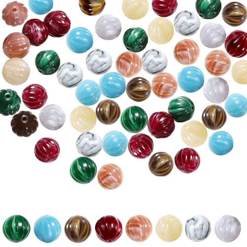 100 Stück Runde Edelstein Anhänger Edelstein Cabochon Acrylperlen Perlen zum Auffädeln Großes Loch Kürbis Perlen zum Auffädeln für Halsketten, Armbänder, Ohrringe, Schlüsselanhänger Schmuckherstellung 100 Stück Runde Edelstein Anhänger Edelstein Cabochon Acrylperlen Perlen zum Auffädeln Großes Loch Kürbis Perlen zum Auffädeln für Halsketten, Armbänder, Ohrringe, Schlüsselanhänger Schmuckherstellung von FOJIIUOK