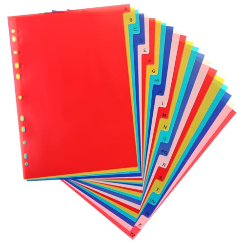 21 Registerkarten A-Z Ordner-Trennblätter, Alphabet-Kunststoff-Binder-Trennblätter mit mehrfarbigen Reitern, Briefgröße 20,8 x 29,5 cm, für 3-Ringbücher, passend für 2/3/4/11-Ring-Notizbücher 21 Registerkarten A-Z Ordner-Trennblätter, Alphabet-Kunststoff-Binder-Trennblätter mit mehrfarbigen Reitern, Briefgröße 20,8 x 29,5 cm, für 3-Ringbücher, passend für 2/3/4/11-Ring-Notizbücher von FOJOO