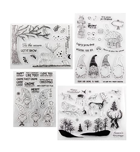 Silikonstempel Weihnachten, 4 Blätter Clear Stamp Weihnachten, Frohe Weihnachten Stempel, Silikonstempel Winter Clear Stempel Set für DIY Bullet Journal Scrapbooking Fotoalbum von FOLANVOFF