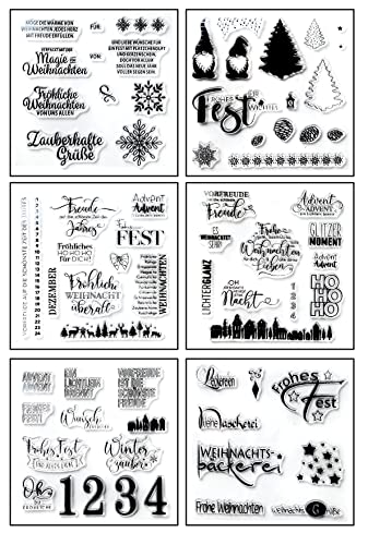 Silikonstempel Weihnachten Deutsch, 6 Blätter Clear Stamp Weihnachten, Frohe Weihnachten Stempelset, Silikonstempel Winter, Clear Stempel Set für DIY Bullet Journal Scrapbooking Fotoalbum Silikonstempel Weihnachten Deutsch, 6 Blätter Clear Stamp Weihnachten, Frohe Weihnachten Stempelset, Silikonstempel Winter, Clear Stempel Set für DIY Bullet Journal Scrapbooking Fotoalbum von FOLANVOFF