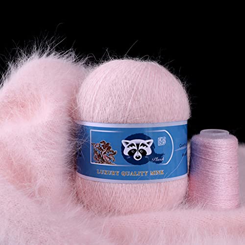 FOLODA Langer Plüsch Nerz Reine Natur Stricknadeln Wolle Kammgarn Garn, Handgemachte Couture Material, 50g+20g Handstrickgarn Baumwolle, 2 Stück von FOLODA