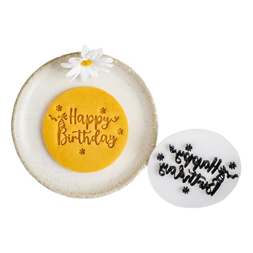 Feiern Sie Den Geburtstag Mit Einzigartigem Happy Birthday English Cookie Formen Fondant Cutter Textur Für Backen Von Heimbackwerkzeug Zu Hause von FOLODA