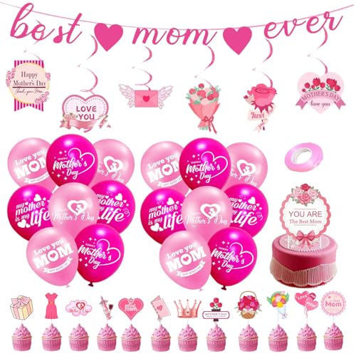 Happy Mothers Day Banner Wimpelkette Hängende Girlanden Ballon Kuchen für Mutter Geburtstag Home Dekorationen Party Happy Muttertag Banner von FOLODA