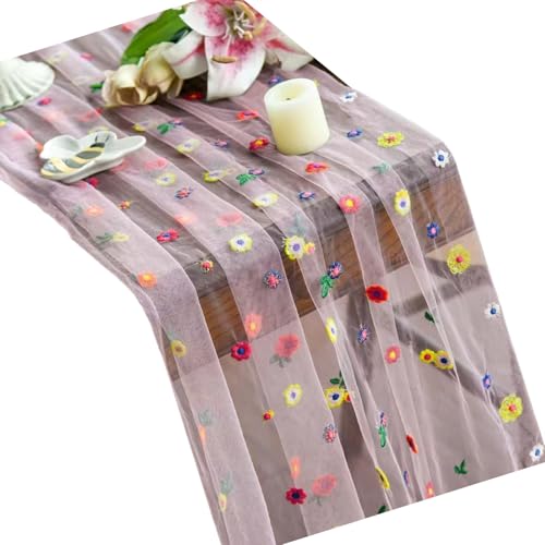 Polyester Stoff Esstisch Dekorative Abdeckung Eleganter Blumenspitze Tischdecke Fade Resistente Dekorative Party Tischdecke von FOLODA