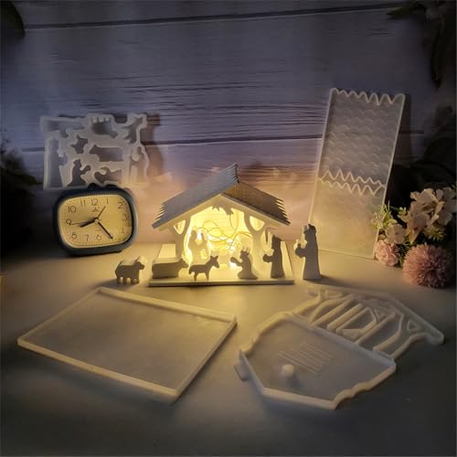 Tabletop Ornament Form Flexibler Silikonform Für Krippe Haus Büro Dekoration Desktop Verschönerung Making Formen Religiöse Handwerksform von FOLODA