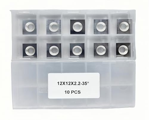 FomaSP 12 mm quadratische Ersatz-Hartmetall-Fräsereinsätze (12 mm x 12 mm x 2,2 mm), 35° für Drechselarbeiten, passend für Spiralhobel-Ersatzschneiderkopf, 10 Stück von FOMASP