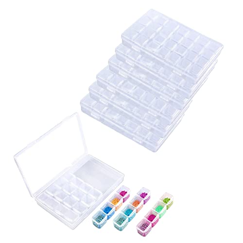 FOME Aufbewahrungsbox für Diamant-Stickerei, 6 Stück, transparente Aufbewahrungsbox für Diamantmalerei, Behälter mit je 28 Mini-Fächern, Gittern, Mosaik-Kits, Zubehör, Aufbewahrungsbox und von FOME