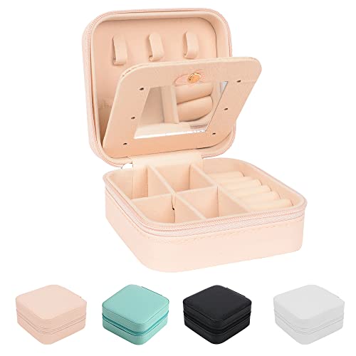 FOME Kleine Schmuckschatulle, Mini-Reise-Schmuckschatulle, Organizer, Reise-Schmuck-Organizer, Präsentationsbox mit Spiegel für Ringe, Ohrringe, Halsketten, Armbänder, Schmuck FOME Kleine Schmuckschatulle, Mini-Reise-Schmuckschatulle, Organizer, Reise-Schmuck-Organizer, Präsentationsbox mit Spiegel für Ringe, Ohrringe, Halsketten, Armbänder, Schmuck von FOME
