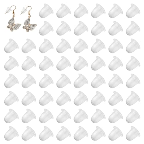 FOMGIIN 250 Stück Silikon Ohrring Stopper, Ohrringe Ohrringverschlüsse, Ohrring Stecker Ohrstecker Verschluss aus Transparent für Damen, Zum Basteln (Größe 4 x 5 mm) von FOMGIIN