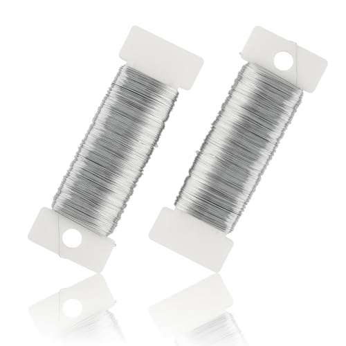 FOMGIIN Schmuck-Häkeldraht Ø 0,4 mm, 2 stück 50m Silberdraht Basteldraht Silber Blumendraht Draht zum Dekorieren Basteln DIY Schmuckdraht Handwerk für Blumenstrauß Stängelwickel Schmuckherstellung FOMGIIN Schmuck-Häkeldraht Ø 0,4 mm, 2 stück 50m Silberdraht Basteldraht Silber Blumendraht Draht zum Dekorieren Basteln DIY Schmuckdraht Handwerk für Blumenstrauß Stängelwickel Schmuckherstellung von FOMGIIN
