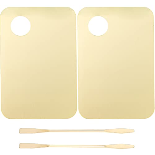 2 Satz Palette Mischpalette Für Maskenbildner Spachtel Pigment-mischschale Paletten-maltablett Erröten Make-up-handpalette Metall Tablett Rouge- Handteller Acryl Nagel von FOMIYES