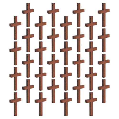 50 Stück Materialien für DIY-Anhänger Holzkreuz schmuck Kruzifix für Männer Halskette Ornament Kreuzanhänger holz kreuz anhänger Massivholz Anhänger aus Holz einstellen kreuzen von FOMIYES