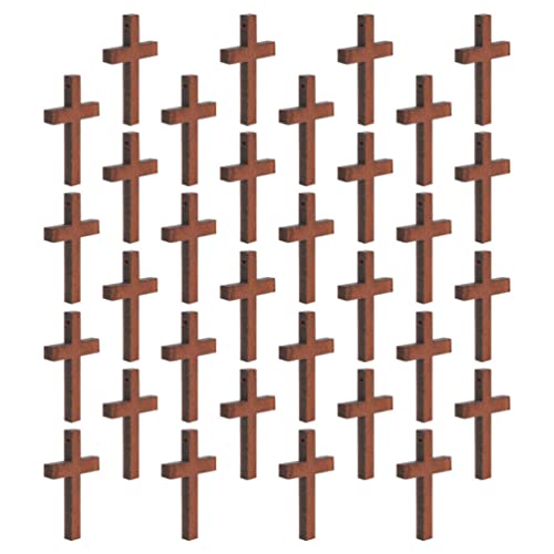 50 Stück Materialien für DIY-Anhänger Holzkreuz schmuck Kruzifix für Männer Halskette Ornament Kreuzanhänger holz kreuz anhänger Massivholz Anhänger aus Holz einstellen kreuzen von FOMIYES