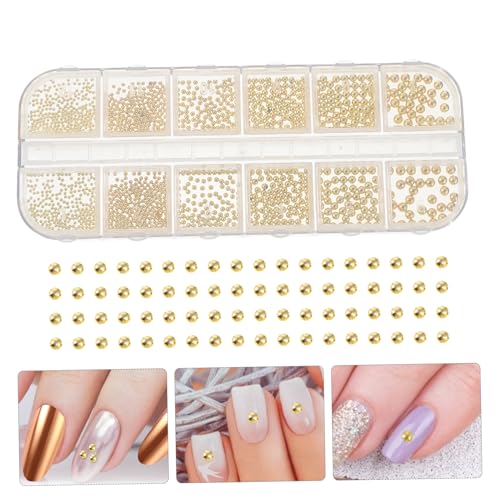 FOMIYES 1 Schachtel Fächer Metall Stahlperlen Maniküre DIY Nail Art Schmuck Nagelverzierung Langlebig Modisch Einfache Anwendung für Stilvolle Nageldesigns von FOMIYES