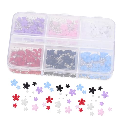 FOMIYES 1 Schachtel Nail Art Flower Charms Fach Box mit Gemischten Harz Blumen Sanfte Oberfläche Vielseitige DIY Nageldekoration für Frauen und Mädchen Stilvolles Nagelkunst Zubehör von FOMIYES