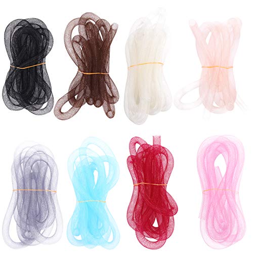FOMIYES 1 Set/8 Stück 8 mm elastische Netz-Rohre aus Nylon geflochten Kreative Netzgarn Schnur DIY Schmuckherstellung Zubehör für Mädchen mit Schleife (1 Streifen/2 Stück, zufällige Farbe). von FOMIYES