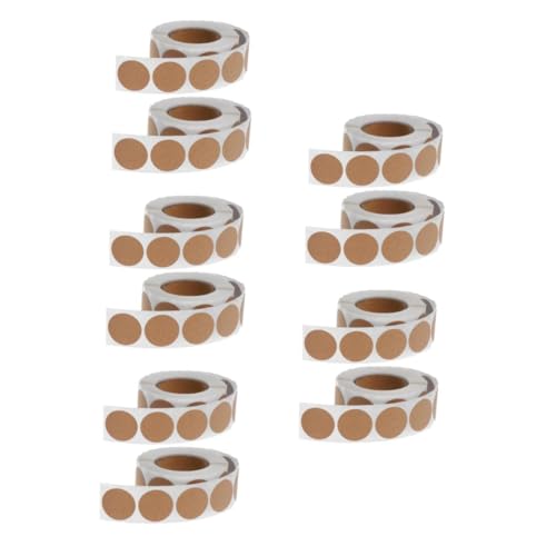 FOMIYES 10 Rollen Selbstklebende Braune Kraftpapier Dichtungsaufkleber Runde Etiketten für Geschenkverpackung Umschläge DIY Basteln Starke Haftung Je Vielseitig Verwendbar von FOMIYES
