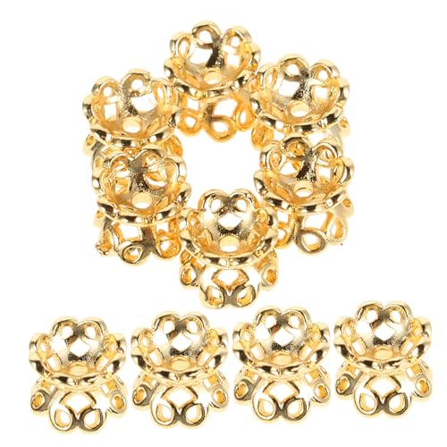 FOMIYES 10 Stück Armband-Perlen-Accessoires schmuck Perlenendkappen Perlenbefunde Perlen für Armbänder Abstandsperlenkappen lose Charm-Perlen Blumenperlenkappe DIY liefert Kupfer Golden von FOMIYES