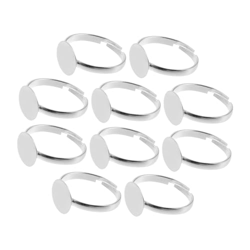 FOMIYES 10 Stück Teiliges Verstellbare Edelstahl Ringrohlinge mit Flacher Basis DIY Schmuckherstellung Zubehör Glatte Oberfläche für Individuelle Fingerringe und Kreative von FOMIYES