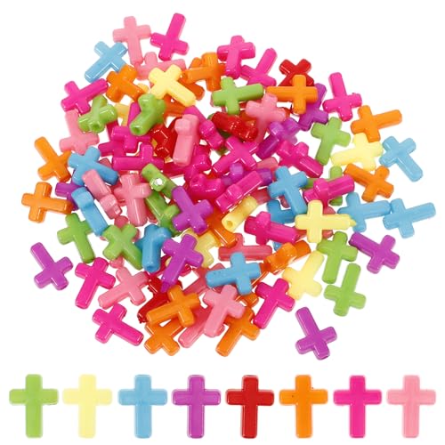 FOMIYES 100 Stück, Kreuz, Acryl, bunt, bezaubernd, Kreuz, Abstandshalter, Acrylperlen, Perlen für Schmuck, Halsketten, Armbänder, DIY, Handwerk (zufällige Farbe) von FOMIYES