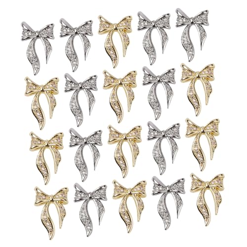 FOMIYES 100 Stück Nagelsticker Schleifen Nail Art Dekoration DIY Manicure Patch Strasssteine Nägel Gold Silber für Vielseitiges Nageldesign und Schmuck Verschönerung von FOMIYES