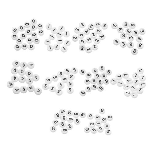 FOMIYES 1000 Stück Nummern Perlen Flach Runde Form Weiße Lose Perlen für Diy Armbänder Schmuckherstellung Schlüsselanhänger und Bastelprojekte von FOMIYES