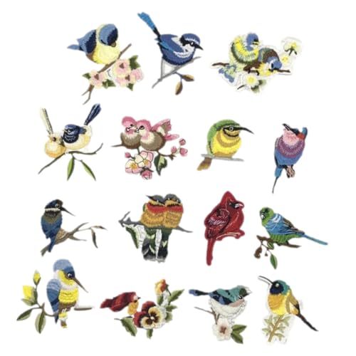 FOMIYES 15 Stück Teiliges Vogel Stickerei Aufnäher zum Nähen für Kleidung Rucksäcke Taschen DIY Applikationen Stoffpatches Shirts Jacken Vorhänge von FOMIYES