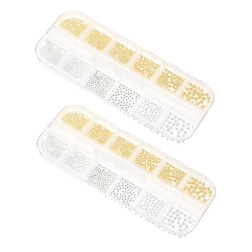 FOMIYES 2 Boxen Boxen Metall Stahlperlen Nagelkunst Charms Caviar Beads Schmuck DIY Nail Craft Supplies Kompakte Aufbewahrung Leichter Einsatz für Maniküre Bastelprojekte von FOMIYES