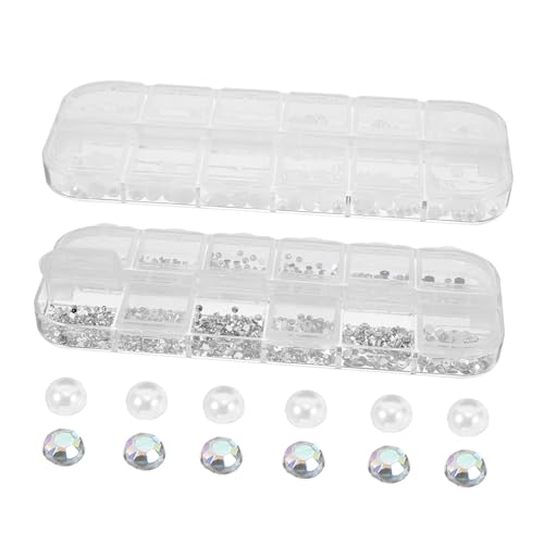 FOMIYES 2 Boxen Nageldekorationen Teiliges mit Weißen Flatback Perlen und Strasssteinen Kreative Nail Art Charms für Frauen Vielseitige Maniküre Dekorationen für Hochzeit Party Festliche von FOMIYES
