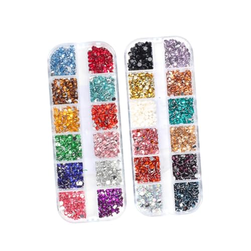 FOMIYES 2 Boxen Nagelstuds Boxen DIY Nagelkunst Dekorationen Bunte Flache Resin Strasssteine Maniküre Schmuck Zubehör für Anfänger und Profis Langlebig und Glänzend von FOMIYES