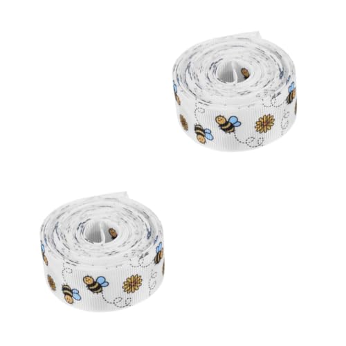 FOMIYES 2 Rollen Frühlings Bienen Dekoband aus Polyester mit Drahtkante Breit Vielseitig für Geschenkverpackung DIY Kränze Schleifen und Partydekorationen von FOMIYES